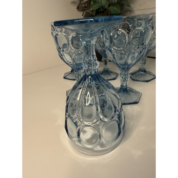 Fostoria Moonstone Light Blue 2882 Stem 6.5in.  Water Goblets Set Of 6 - Picture 5 of 8